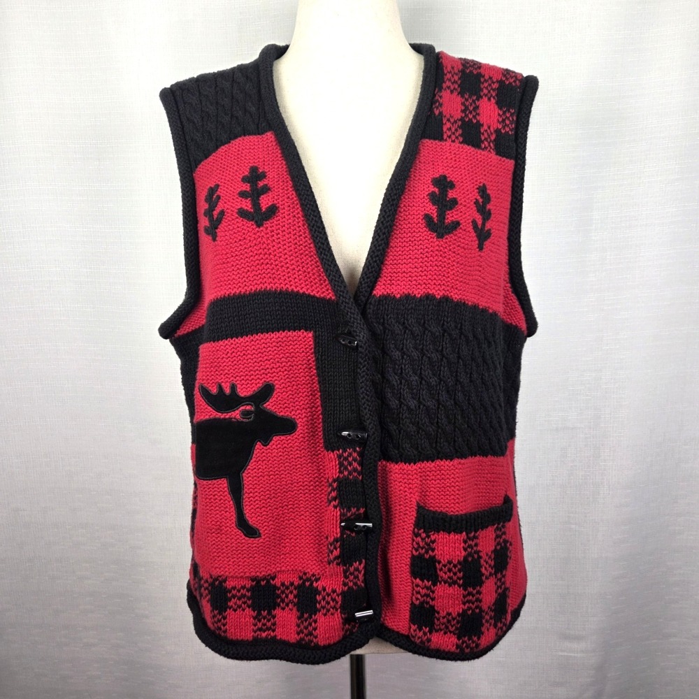 Vintage Timberlea Embroidered Sweater Vest Women's 2X Cottage Granny‎ Core Cabin